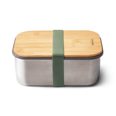 black blum stainless steel bamboo sandwich box olive|Black + Blum Stainless Sandwich Box .